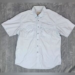 LL Bean Mens Outdoor Vented Shirt Large Blue Button Down Short Sleeve Coastal